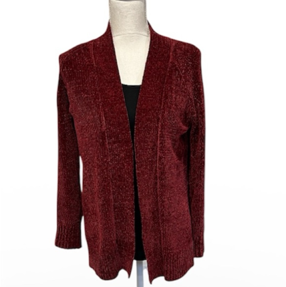 LOFT Burgundy Chenille Open Cardigan Sweater Size XS